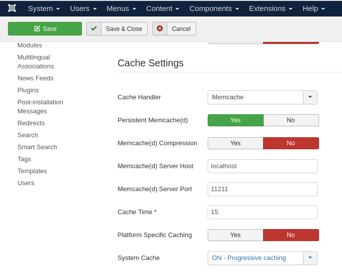 Joomla Memcache