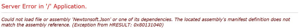 Could not load file or assembly ‘Newtonsoft.Json' 