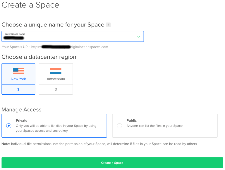 DigitalOcean Space and API Key