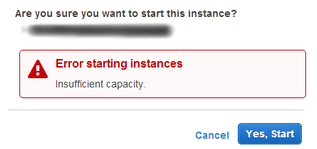 Insufficient instance capacity error AWS