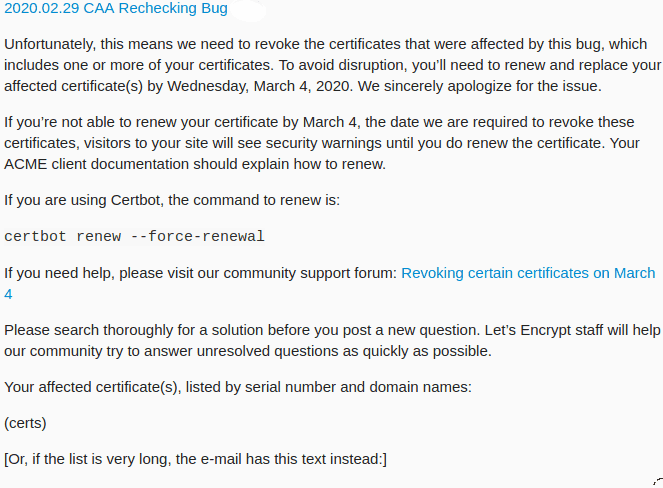 Let’s Encrypt bug in CAA