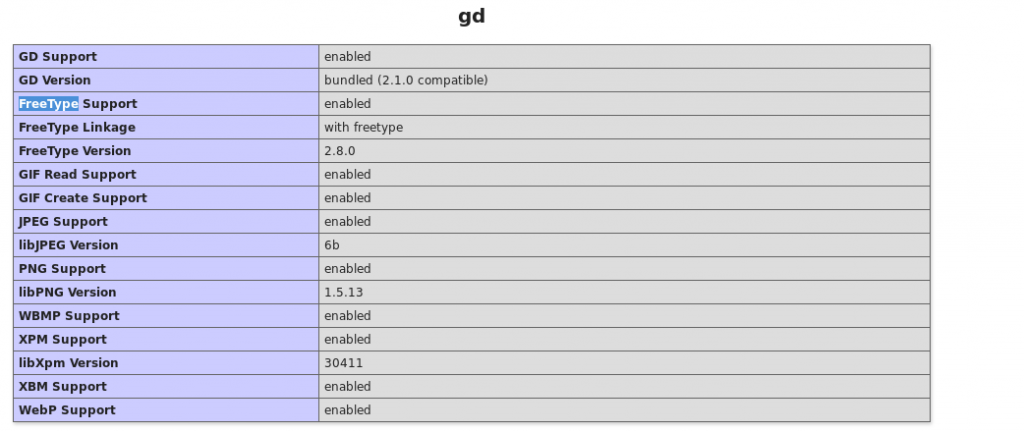 php freetype support