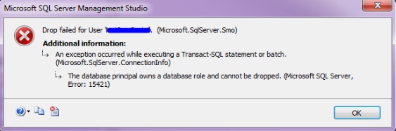 SQL error 15421