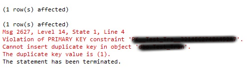 SQL error 2627