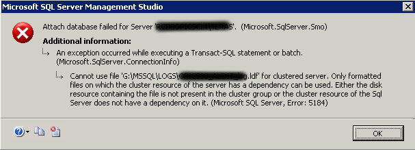 SQL error 5184