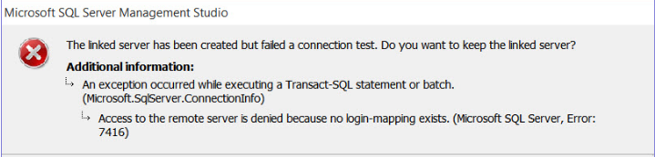 SQL server error 7416 