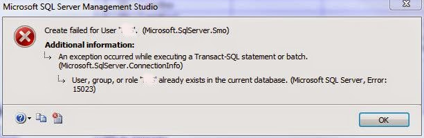 SQL Server Error 15023