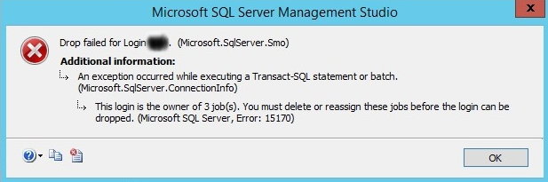 SQL Server error 15170