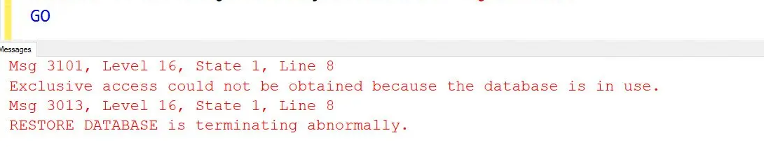 SQL error 3101