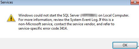 SQL error 3414