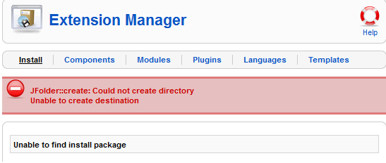 Unable to create destination joomla