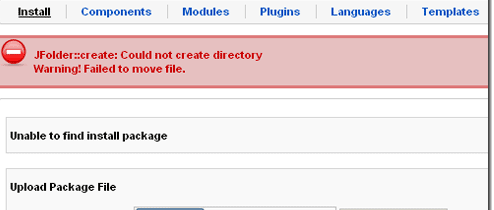 Joomla warning failed to move file