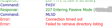 FTP MLSD timeout