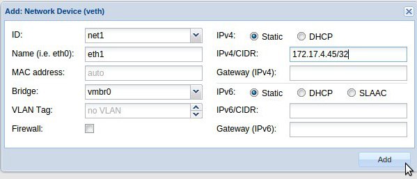 Add a second IP to the LXC container in Proxmox