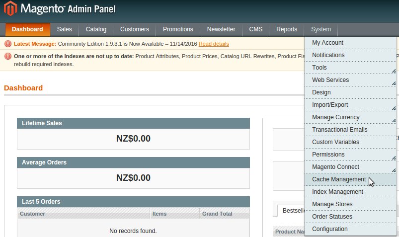 Magento 'Cache Management'