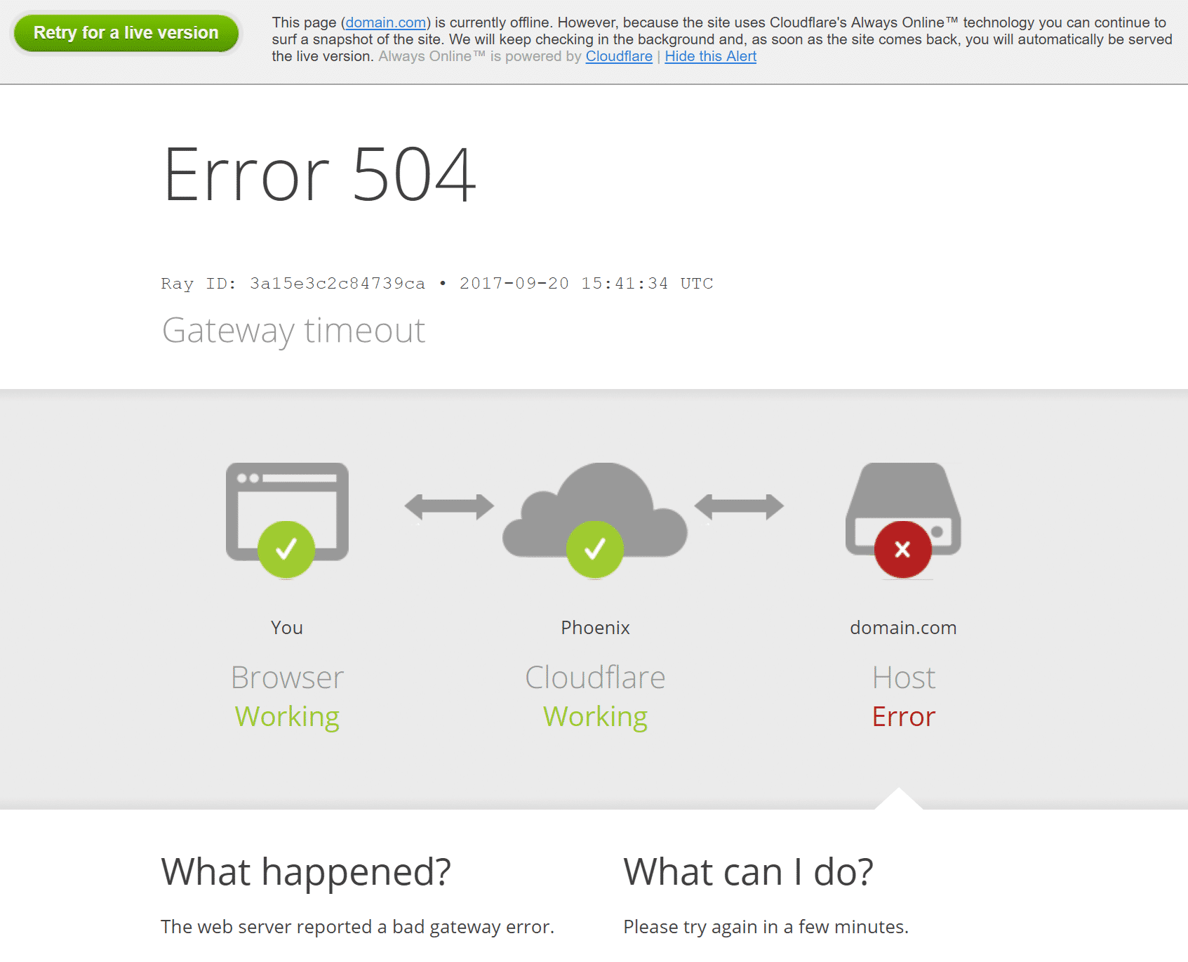 What is error code 504?