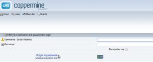 Coppermine photo gallery password reset