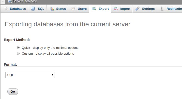 copy WordPress site - export database to file