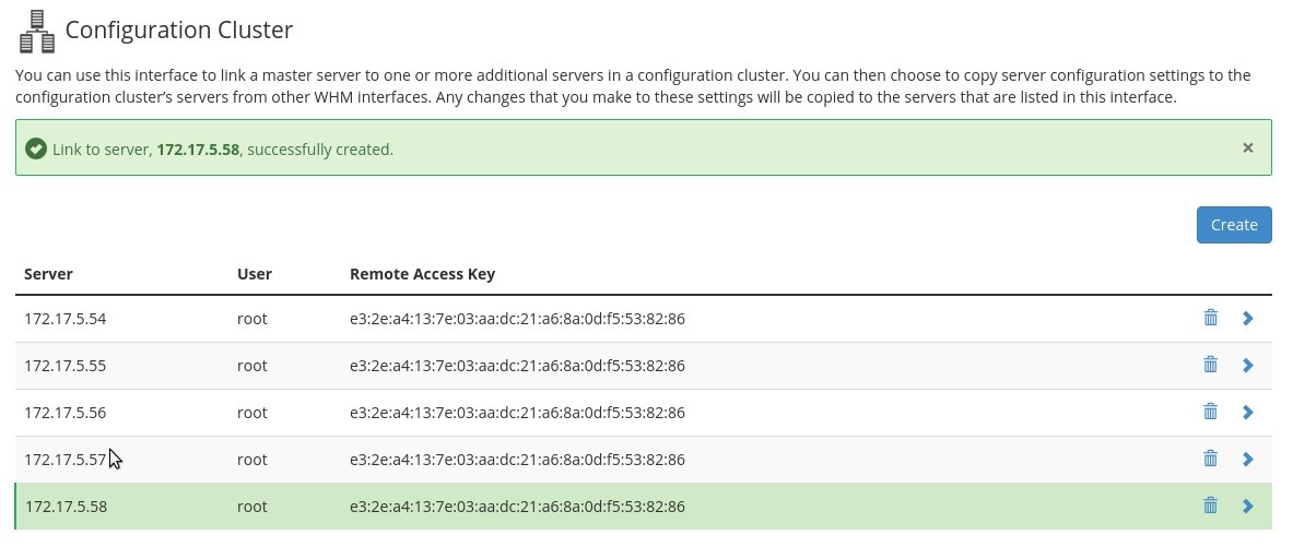 cpanel multi server configuration cluster