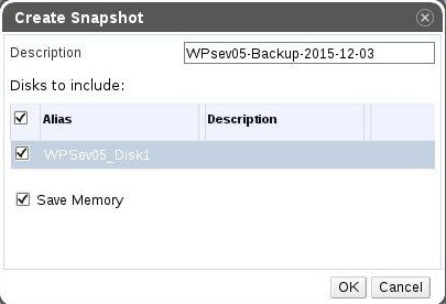 create backups using Snapshots - oVirt cloud hosting