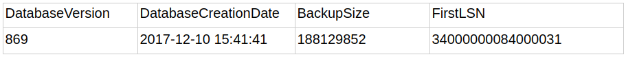 database version or build from backup