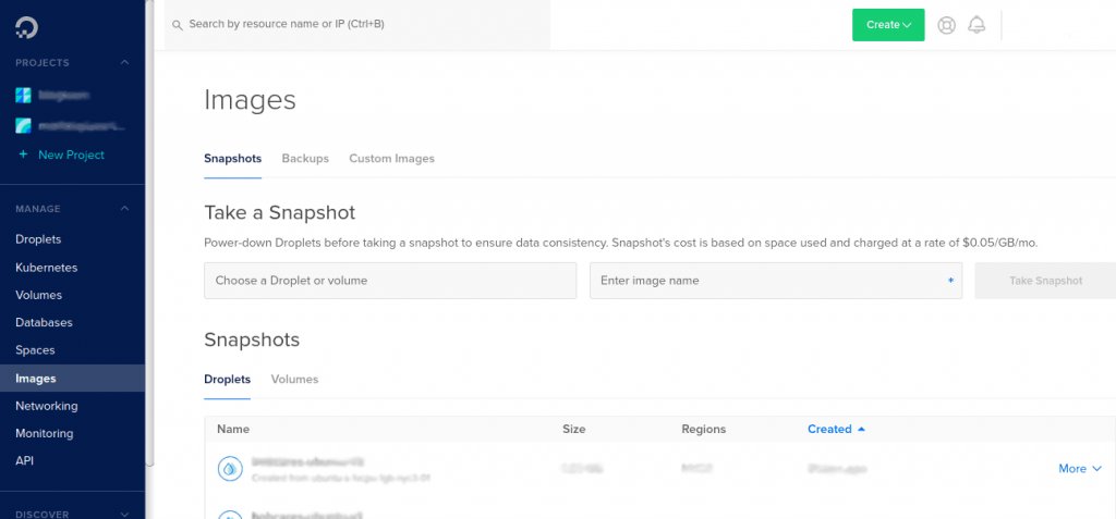 DigitalOcean Create Snapshot - Steps For Droplet And Volume