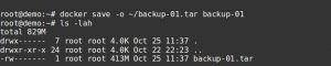 Container backup image compressed file