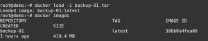 Load the docker backup image to the host