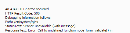 drupal ajax error 500
