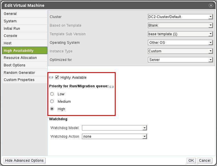 oVirt server virtualization VM configuration