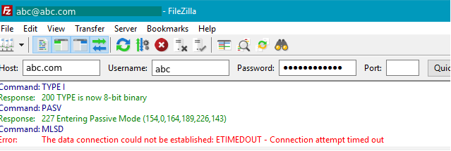 filezilla could not connect to server gator host