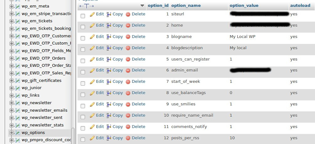 Update SiteURL in WordPress database