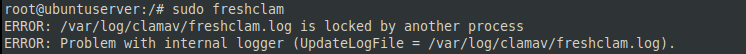freshclam locked by another process