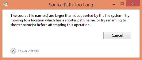 The Source File Names Are Larger Than Is Supported By The File System