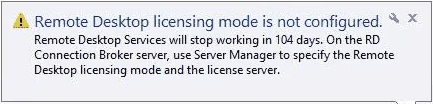 licensing mode for the remote desktop session host is not configured