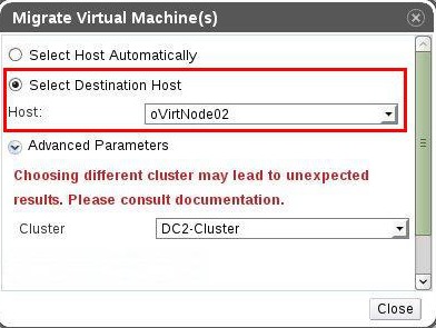 Live migration - oVirt cloud hosting