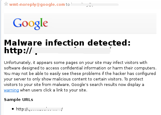 Google blacklisting notification due to Magento Malware