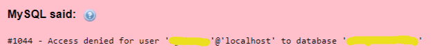 MariaDB error 1044