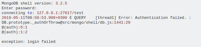 MongoDB error Auth failed for user.