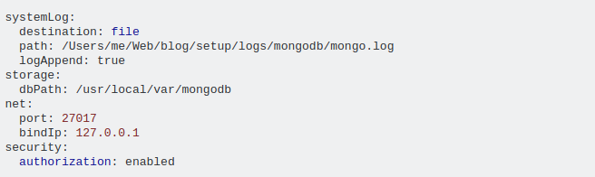 MongoDB error auth failed, config file.