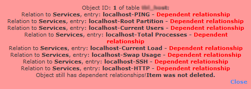 nagios unable to delete host