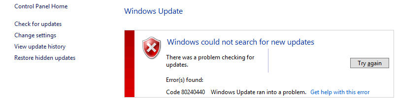 Windows Update Error 0x80240440