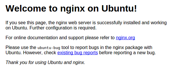 nginx success page server virtualization infrastructure