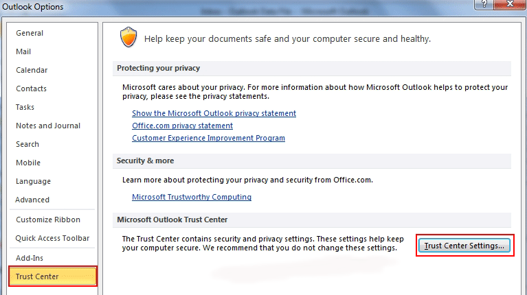 no buttons to sign or encrypt email in outlook