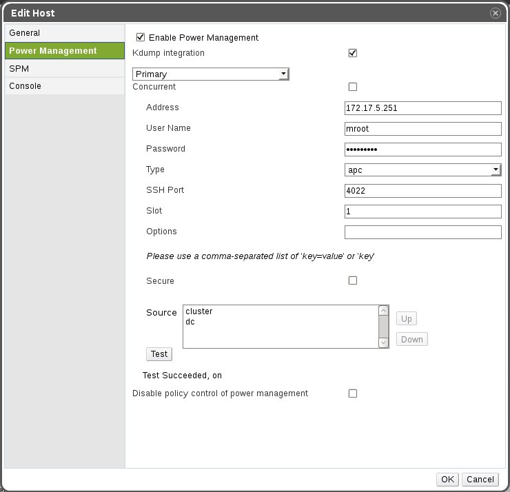 oVirt cloud systems host power management