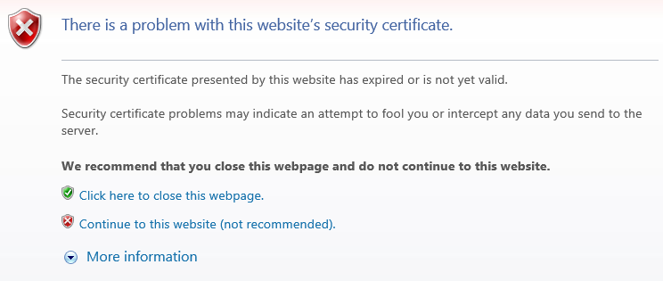 certificate is not yet valid