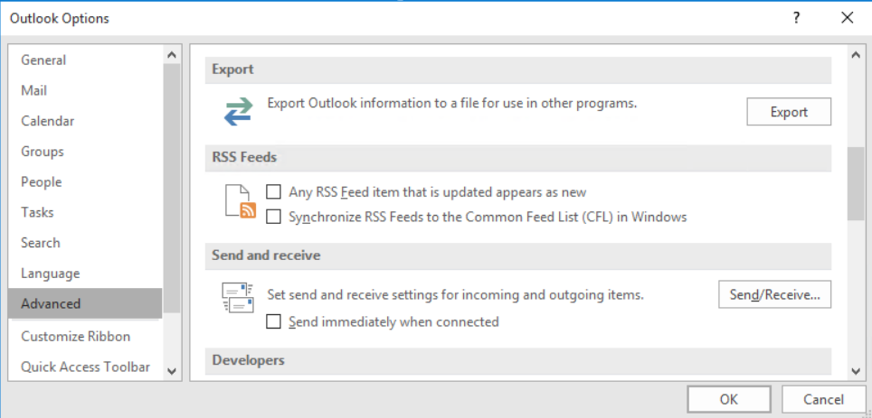 Outlook options. Outbox Outlook.