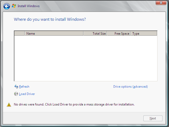 Where do you want to install Windows - oVirt Windows installation