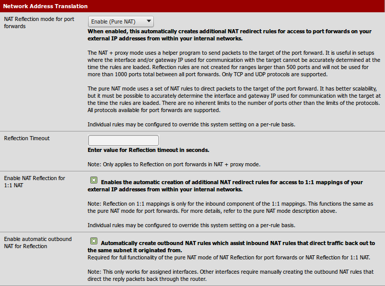 pfSense nat reflection not working.