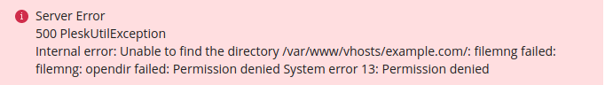 plesk system error 13 permission denied
